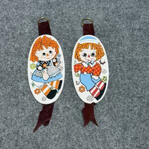 Vintage 70’s Raggedy Ann & Andy 6" Ceramic Hanging Wall Art Deco Plaques Enesco